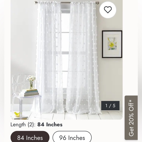 8 84” DKNY White Ella Sheer Pom Pom White Curtain Panels $160 value for $55